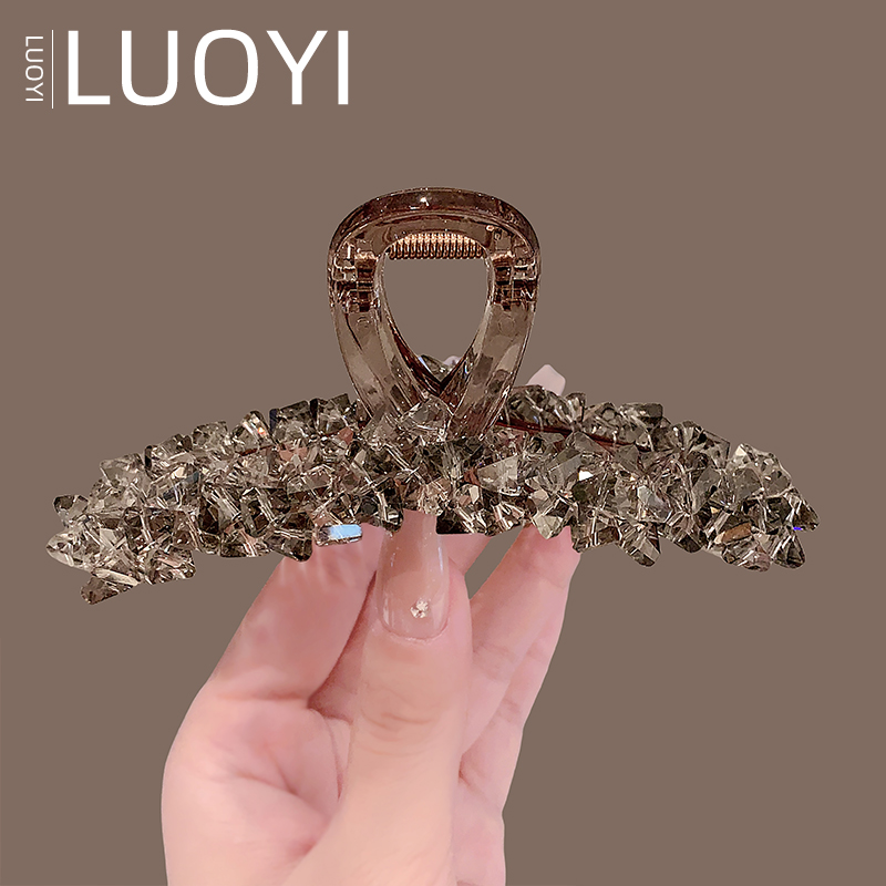 约13厘米新款时尚超大号水晶抓夹女气质后脑勺鲨鱼夹全盘发抓头饰