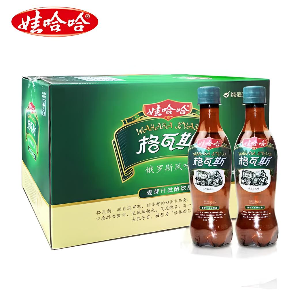 娃哈哈格瓦斯饮料麦芽原汁俄罗斯风味330ml*15瓶整箱液体面包解暑