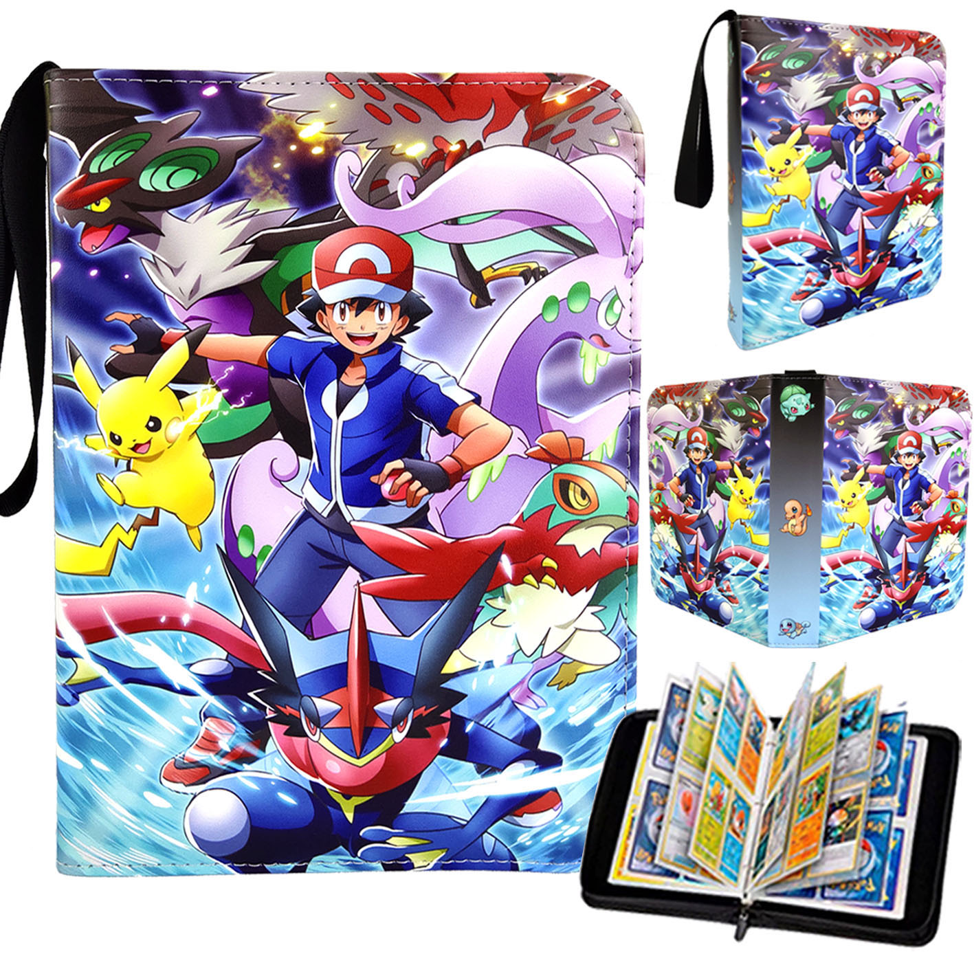 宝可孟卡册收藏册卡片收纳册皮质带拉链大卡包集卡册儿童动漫手册