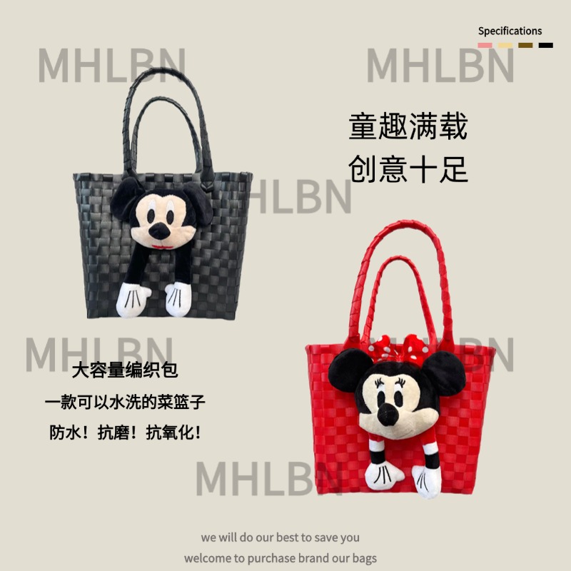 大容量卡通菜篮子编织包防水野餐篮伴手礼礼品袋手拎手提包包女