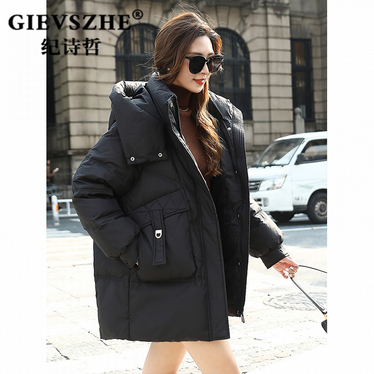 纪诗哲连帽爆款羽绒服女2025冬季新款韩版时尚宽松休闲加厚短外套