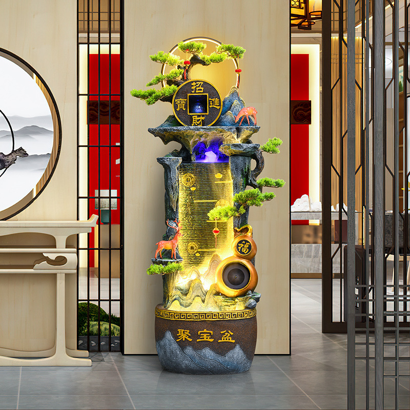 假山流水喷泉鱼缸聚宝盆客厅阳台办公室酒店餐厅装饰送礼落地摆件