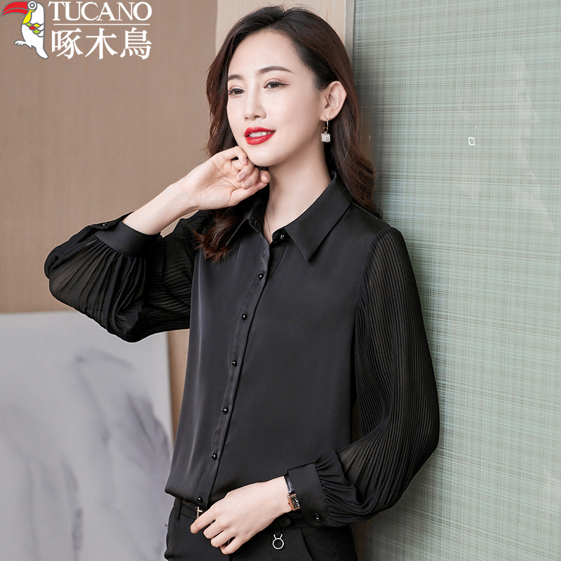 TUCANO/啄木鳥灯笼袖雪纺衬衫女长袖洋气春秋季新款气质时尚衬衣
