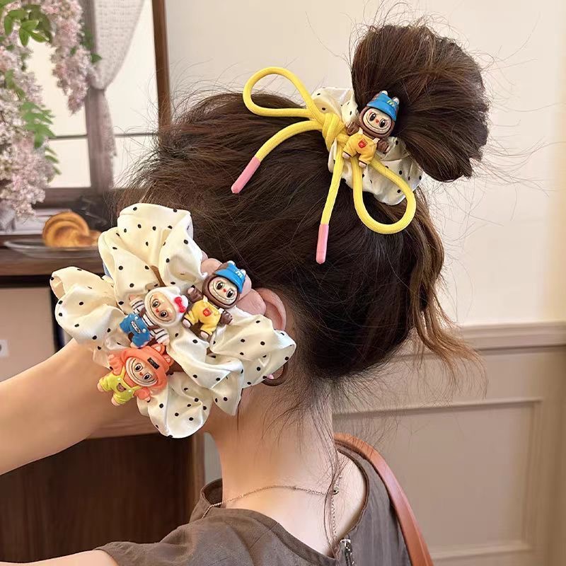 韩系波点大肠卡通布布蝴蝶结发圈少女感扎头发绳可爱甜美发饰头绳