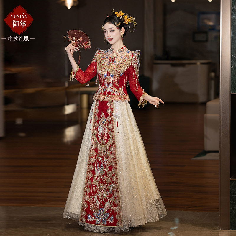 高级纱秀禾服新娘结婚中式嫁衣2025新款重工敬酒服接亲出门服订婚