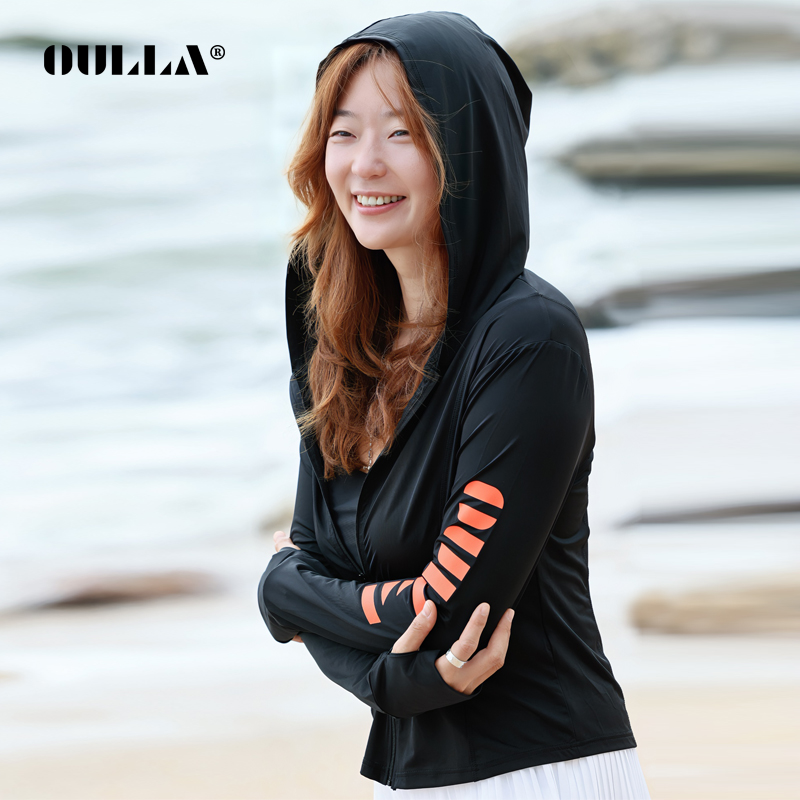 OULLA【泡泡专属】UPF50+冰丝防晒拉链户外薄款开衫连帽速干EM6306