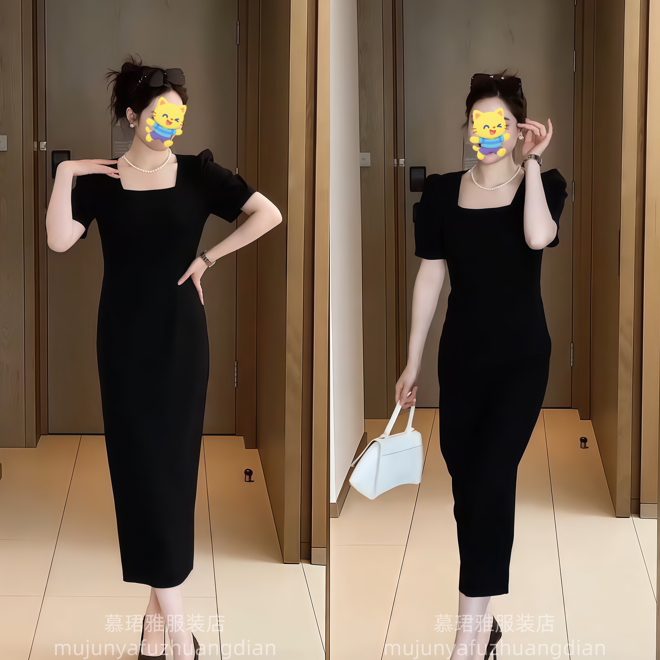 夏季网红爆款时尚显气质瘦高级感洋气名媛风法式修身女神范连衣裙