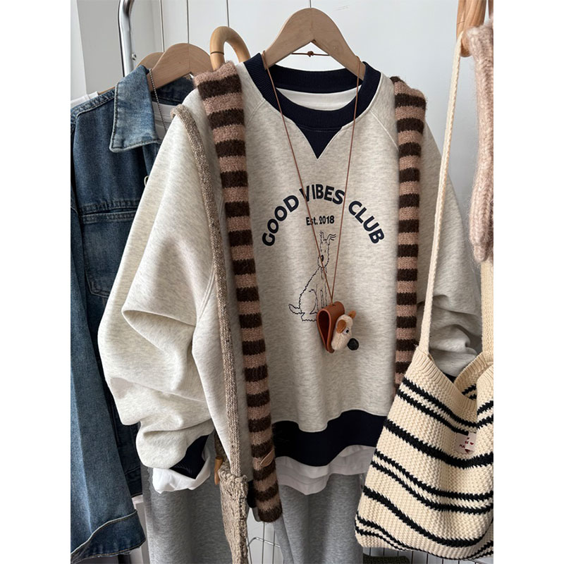 卫衣女秋冬2025新款爆款小个子宽松加绒慵懒风胖mm大码上衣服外套