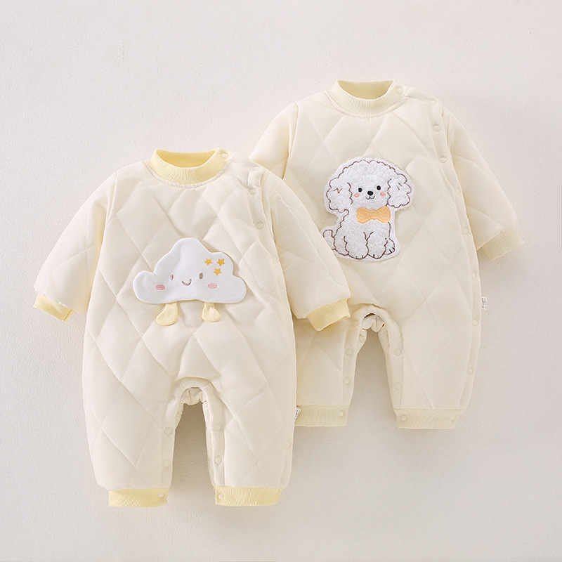 秋冬季新生婴儿衣服加厚夹棉连体衣男女宝宝可爱棉花衣棉服哈衣