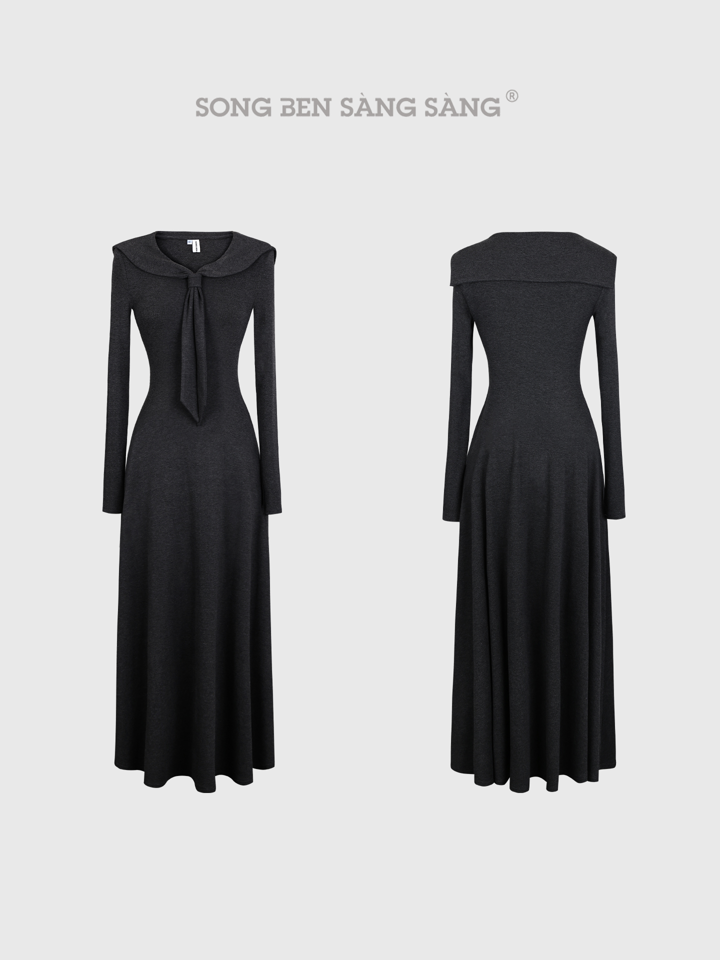 松本丧丧学院风纯色针织裙长袖收腰显瘦秋冬显瘦连衣裙B253Q1695