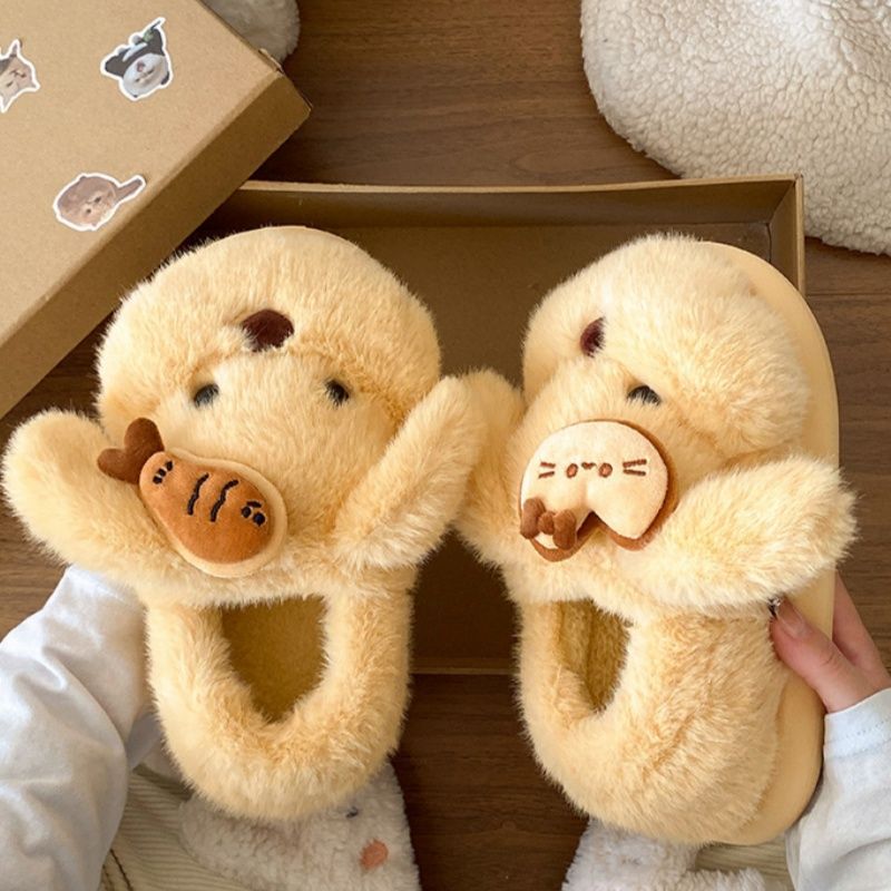 保暖鞋子女2025新款猫鱼毛毛拖鞋女外穿秋冬季包头拖室内学生鞋X