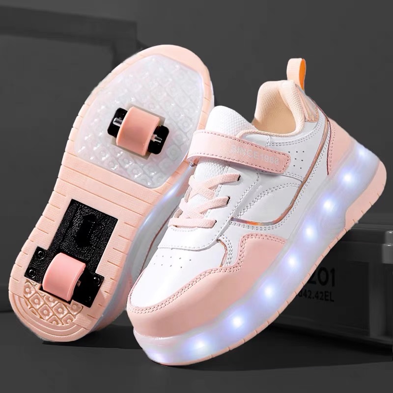 暴走鞋女童四轮可收自动2025新款小学生二轮爆走鞋网红儿童轮滑鞋