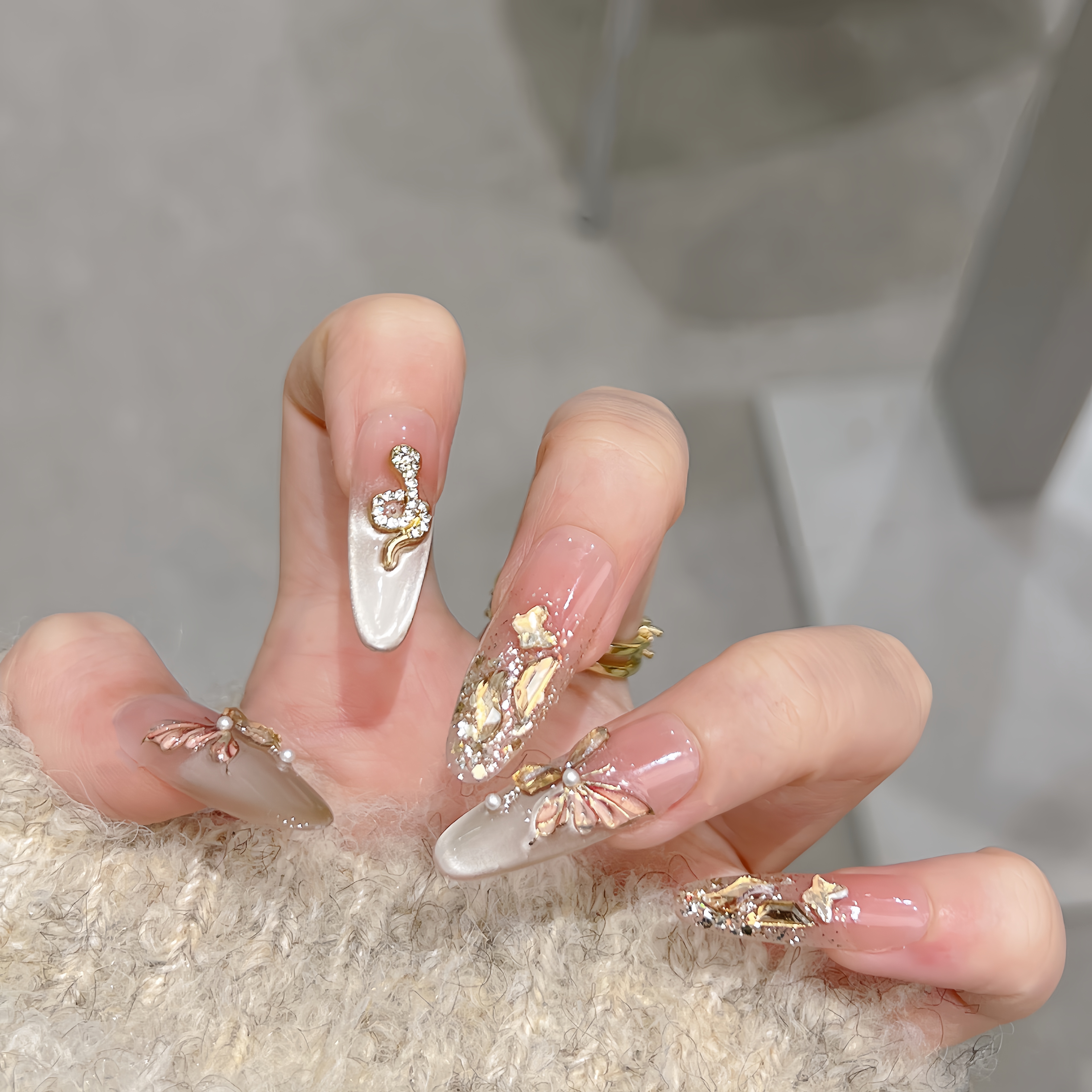 【金蛇来财】2025新款高级感鎏金猫眼蛇年穿戴甲纯手工美甲假指甲