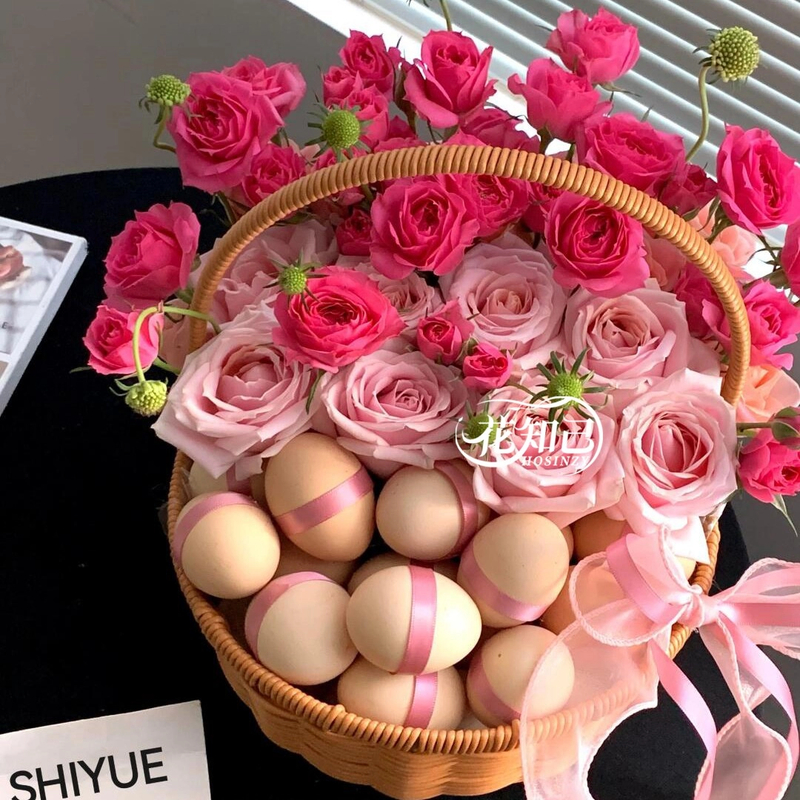 【鲜花月子花篮系列】春日鲜花鸡蛋花篮祝福乔迁礼物月子花篮送闺蜜