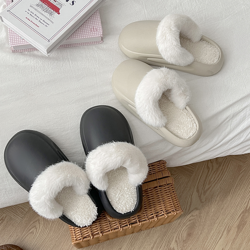 可拆洗毛毛拖鞋女外穿包头半拖鞋居家防滑室内月子鞋保暖棉鞋厚底