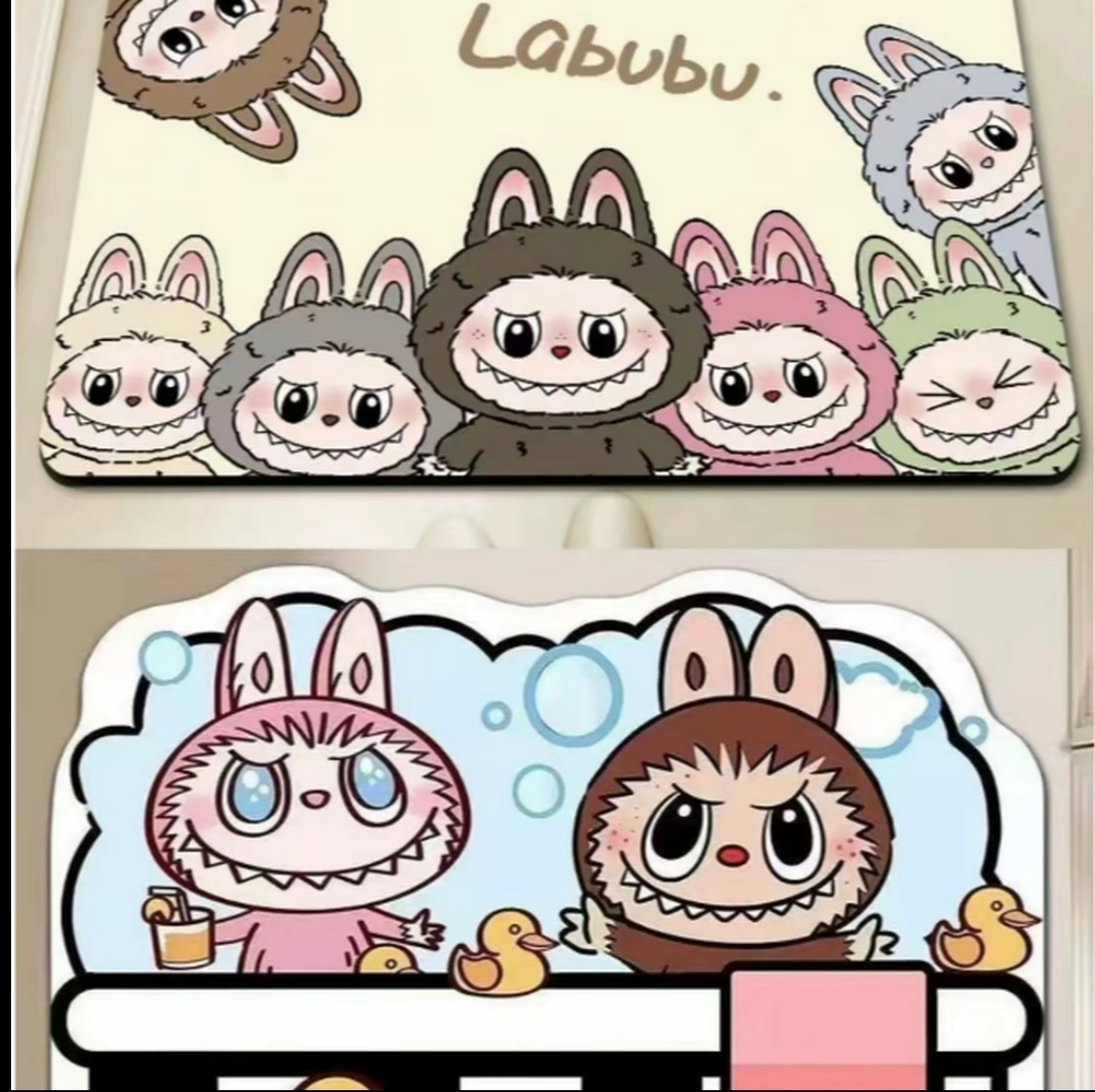 两条装 拉布布40*60厘米硅藻泥底 新款卡通吸水可爱风格脚垫