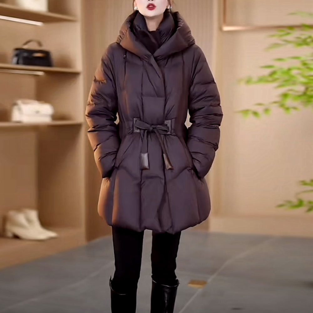 时尚连帽新国标白鸭绒外套2025冬季新款女士宽松加厚保暖羽绒服