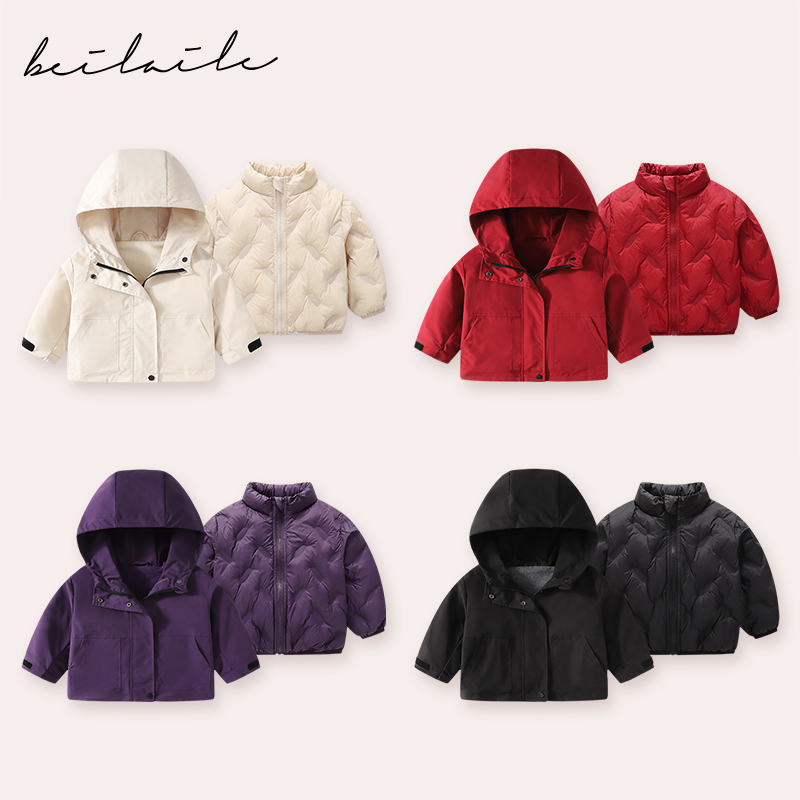 【三防两件套冲锋羽绒服 小洛妈 】婴儿童羽绒服男女宝宝秋冬装J28