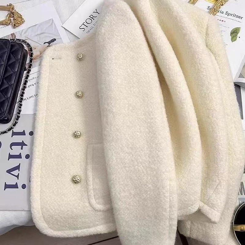 气质冬季洋气白色秋冬加厚套装奥特莱斯高端内里夹棉质西装外套