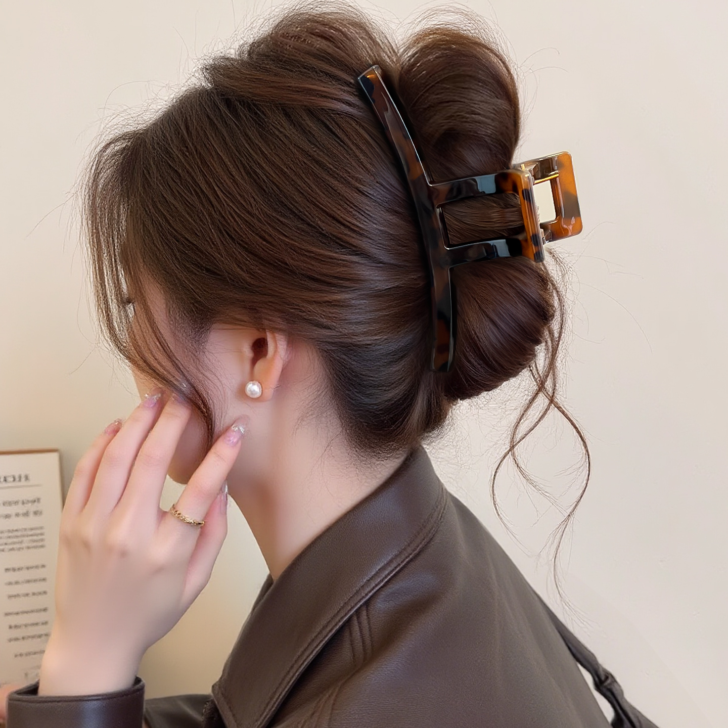 韩版焦糖大号豹纹抓夹女2025新款高级感时尚后脑勺盘发夹鲨鱼夹