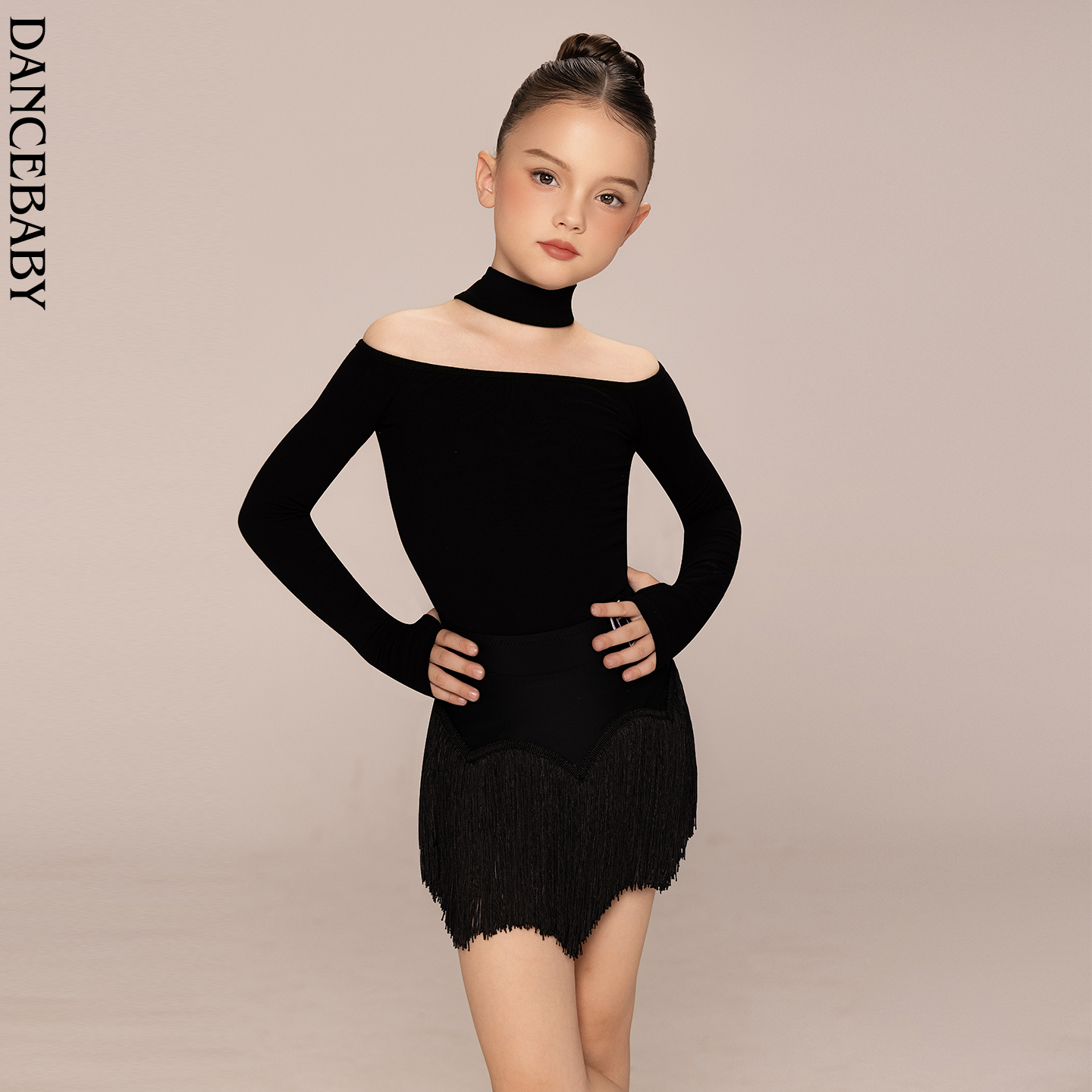 Dancebaby拉丁舞服女童冬季新款练习舞蹈上衣高级跳舞衣服DAS672