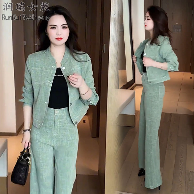 网红西装休闲时尚套装女2025秋季新款小个子短外套阔腿裤两件套潮