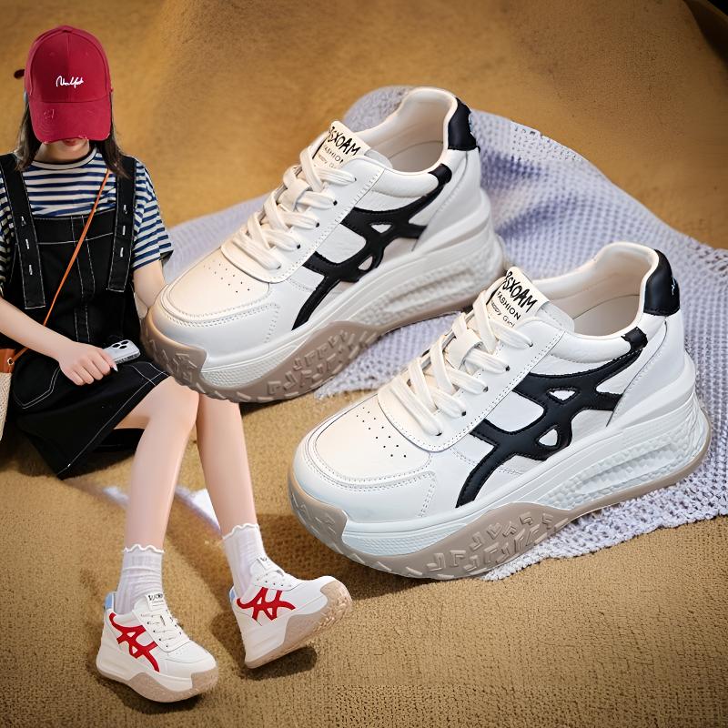 内增高9cm厚底街拍小白鞋女ins韩版小个子真皮休闲鞋2025秋冬爆款