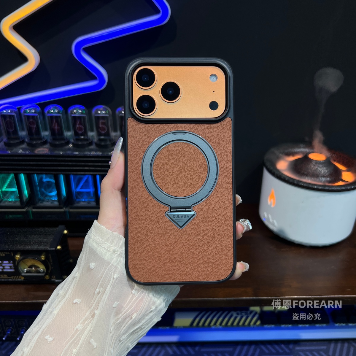 适用于iPhone苹果17promax手机壳17pro真皮17旋转支架Air保护磁吸