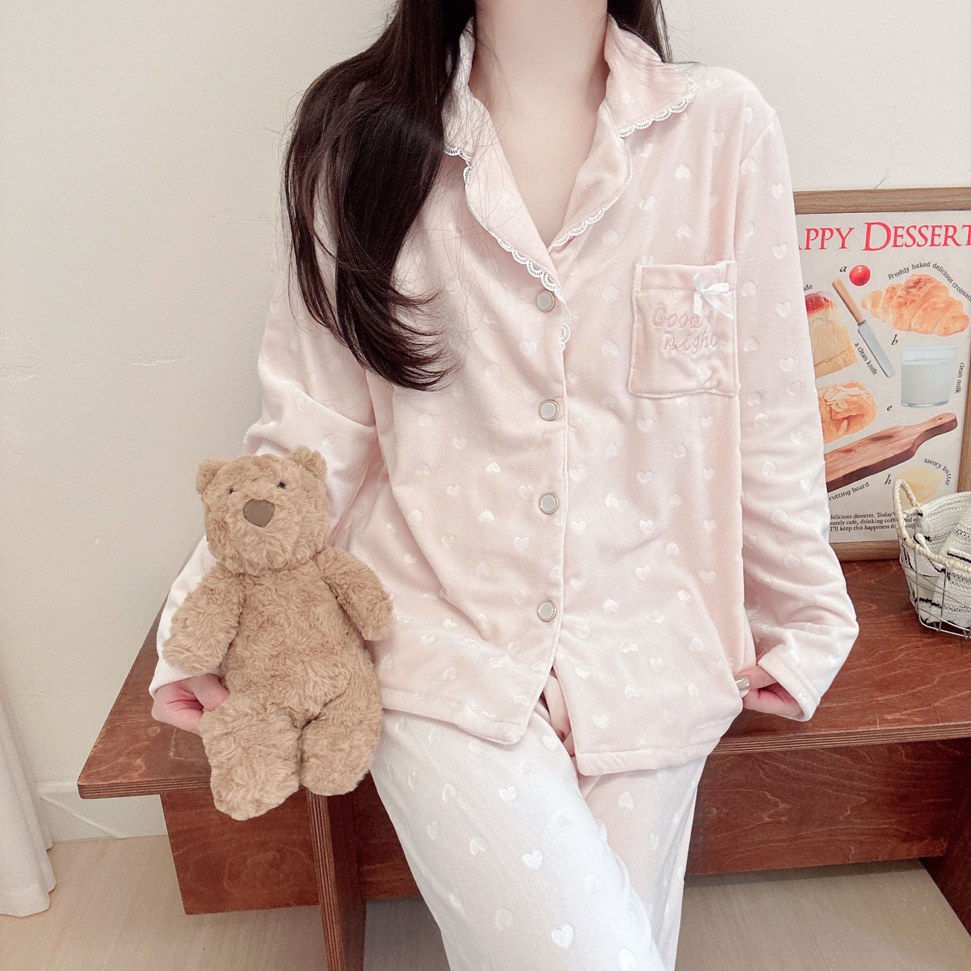 【甜美】秋冬睡衣舒适宽松家居服套装卡通睡衣家居服套装长袖保暖