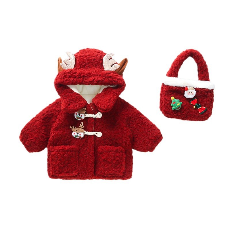 女童棉衣冬季圣诞儿童洋气外套女宝宝加厚棉服女孩拜年服冬装送包