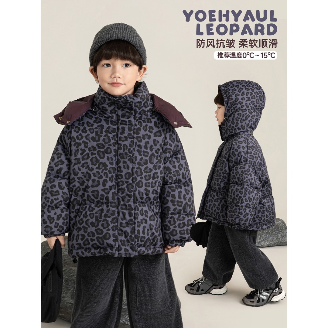 幼悠冬四波【野性豹纹】男童抗风抗皱柔软绵滑保暖 汉服 棉服 N7489