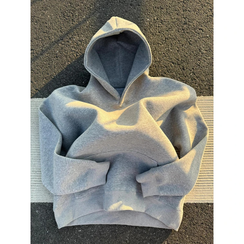 美式重磅连帽卫衣男加绒加厚秋冬季cleanfit硬挺高级感上衣服外套