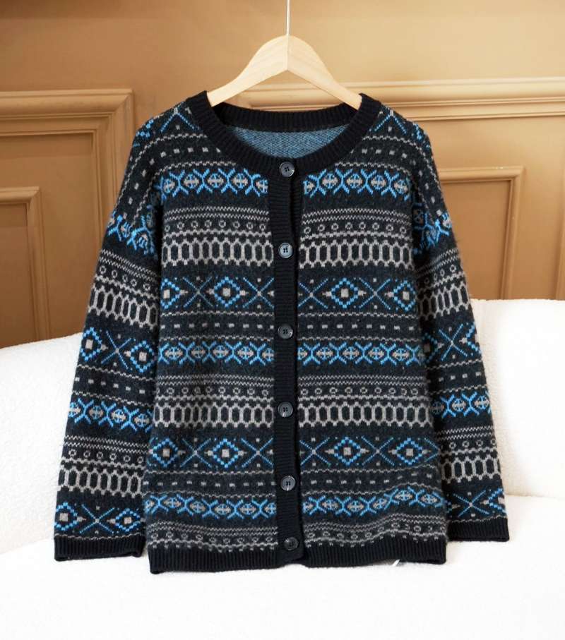 【法式温柔风】100纯山羊绒提花加厚开衫外套女CYR240163