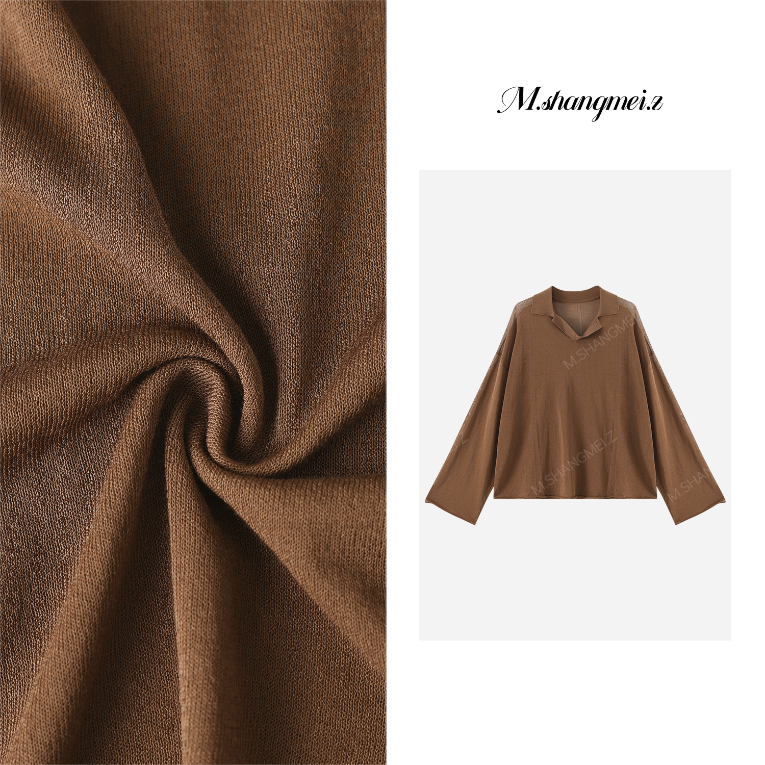 M.SHANGMEI.Z/沐熙【琥珀流光】美大哥慵懒舒适弹性针织上衣X072800