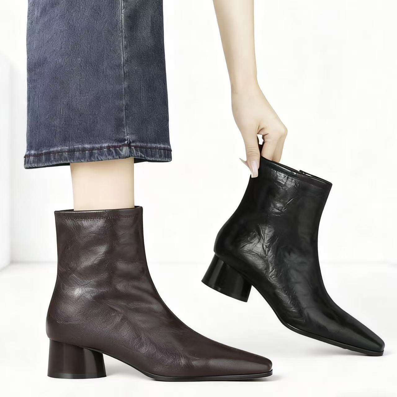 【品牌力荐】秋冬新款气质方头时尚感小靴Y2789