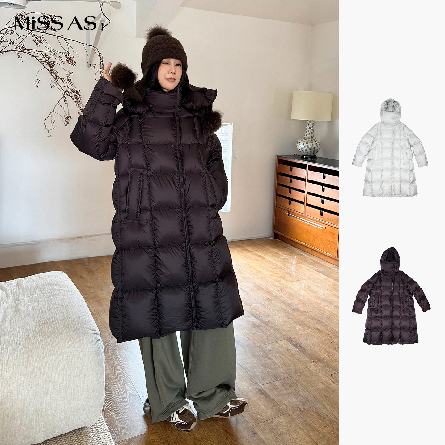 【SYUGNA】纯色宽松百搭简约拉链长袖连帽厚外套25秋冬MISSAS买手店