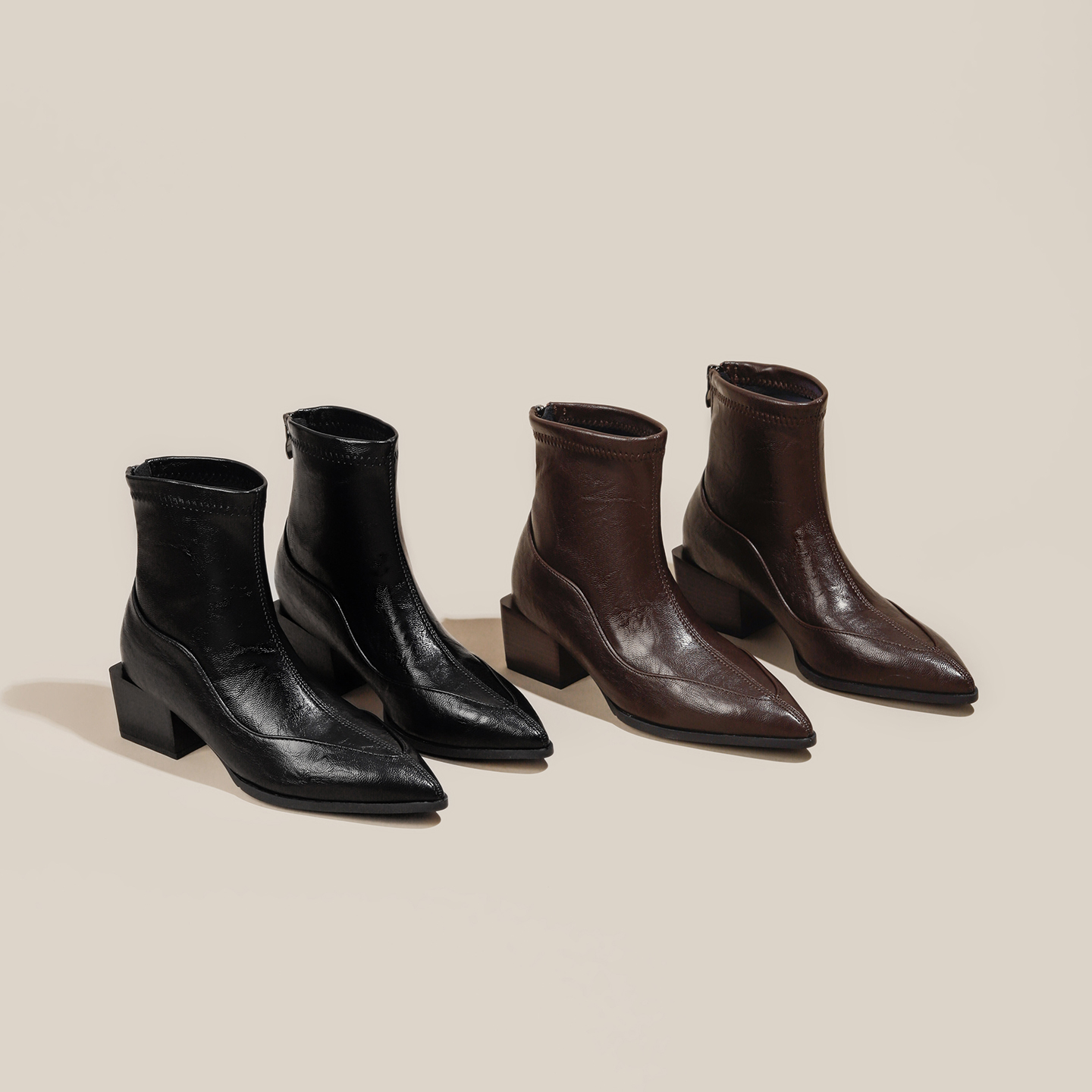 爆款尖头低跟切尔西靴2025年新款羊皮瘦瘦靴中帮明星同款百搭鞋子