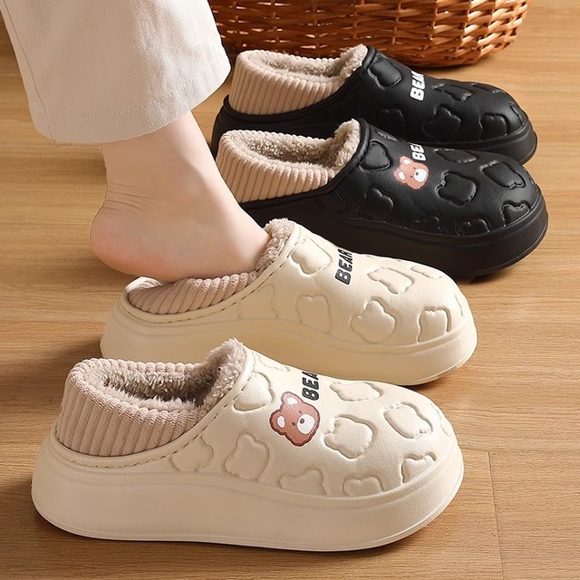 2025年冬季防滑保暖厚底羊毛衬里棉鞋新款棉质拖鞋
