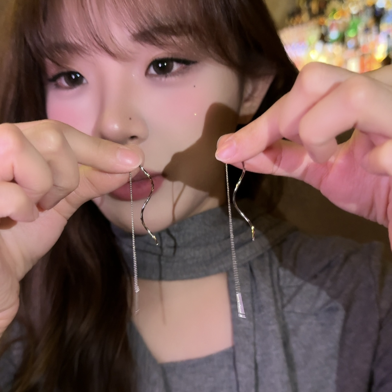 铜合金耳饰 流苏长款简约s型波浪耳线气质耳饰百搭显脸瘦耳环女