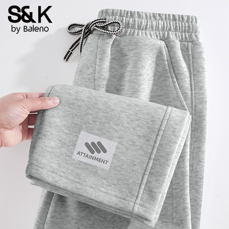 班尼路S&K系列休闲裤男款秋冬季宽松加绒直筒裤男士卫裤运动裤子