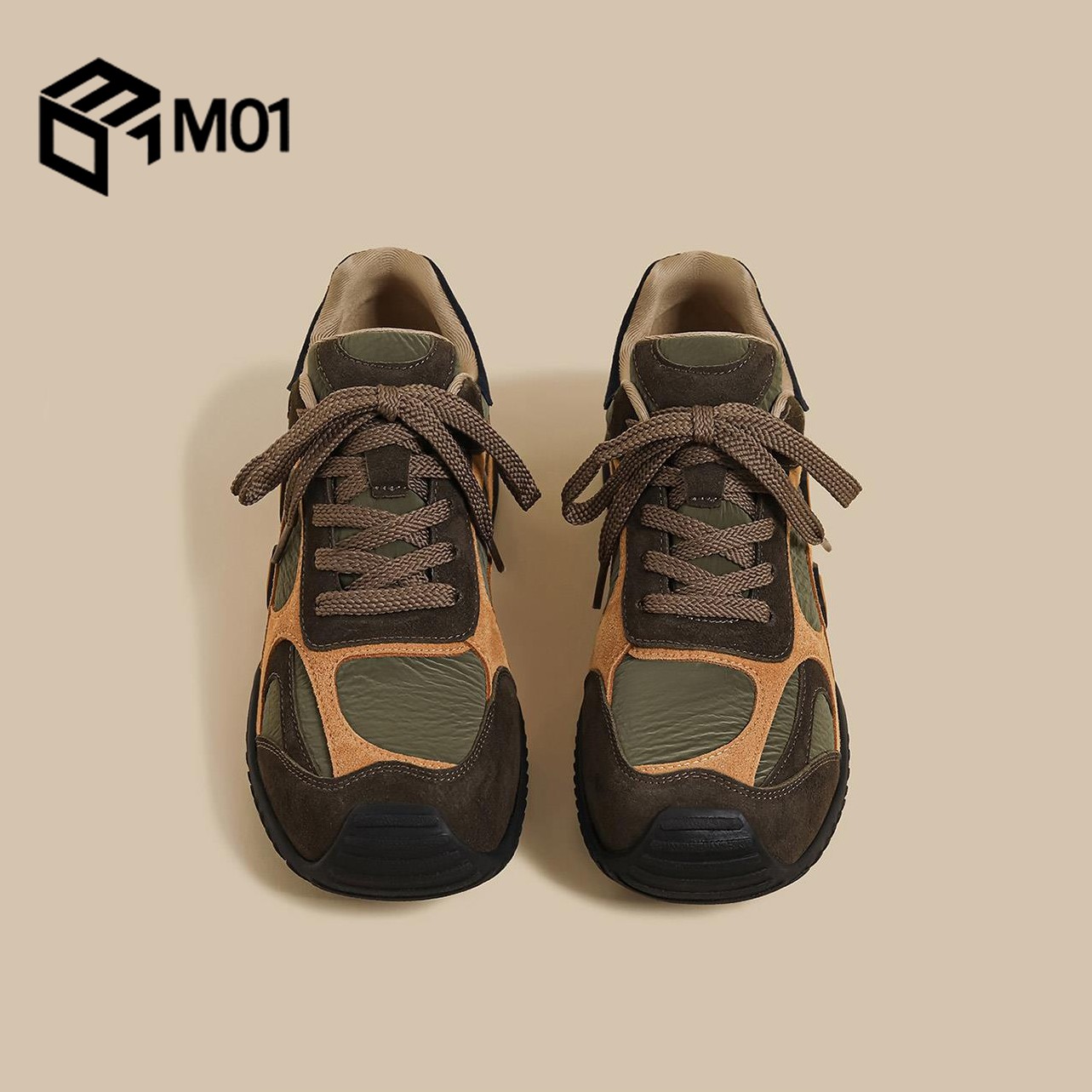 M01秋冬季新款厚底绿色百搭德训运动鞋女爆款百搭阿甘休闲老爹鞋