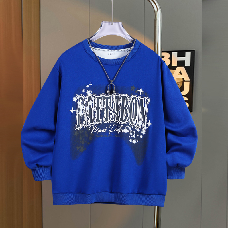 小胖墩胖男童卫衣春秋装上衣中大童潮牌百搭打底衫胖男孩纯棉长袖