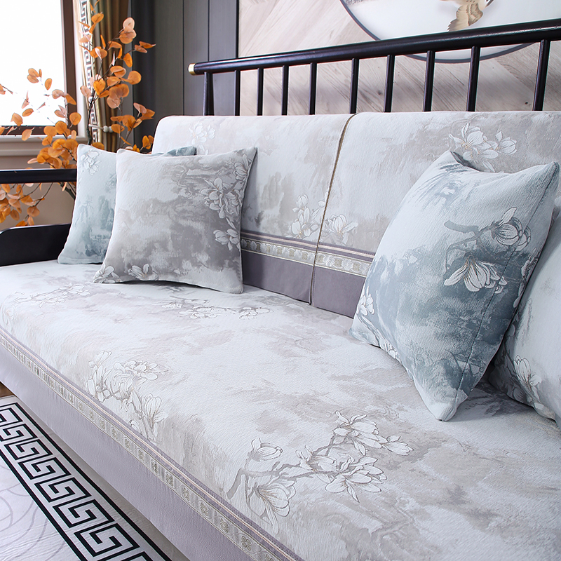 新中式实木沙发垫四季通用防滑雪尼尔坐垫子红木沙发套罩巾盖布