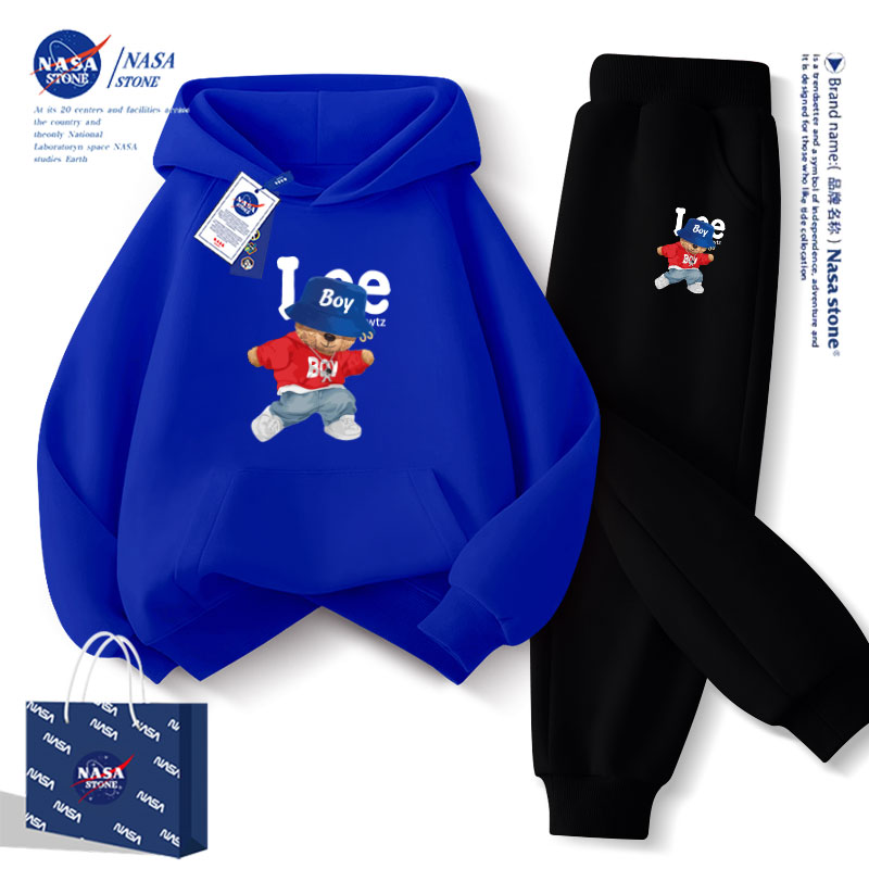 NASA联名儿童秋装套装男童卫衣两件套2025新款酷帅秋冬加绒运动服