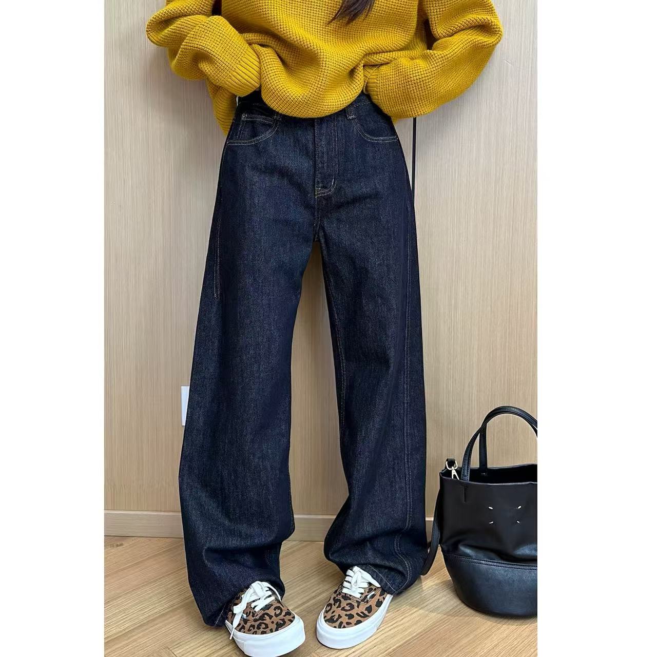 小静静一会【丹宁窄版牛仔裤】2025早秋宽松休闲阔腿裤2508C4914