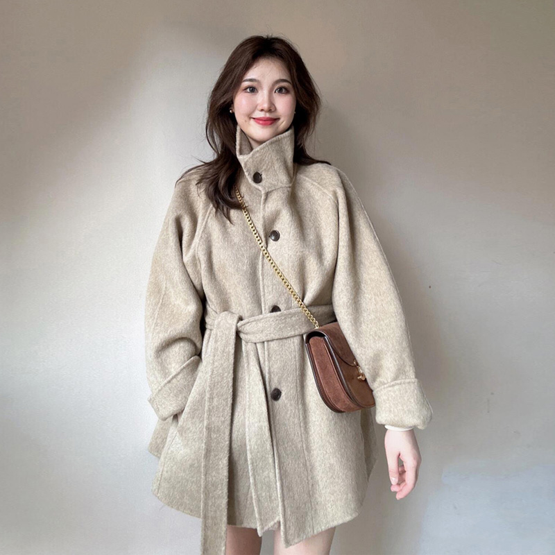 双面呢子大衣女短款小个子2025秋冬季新款韩系高级感立领毛呢外套