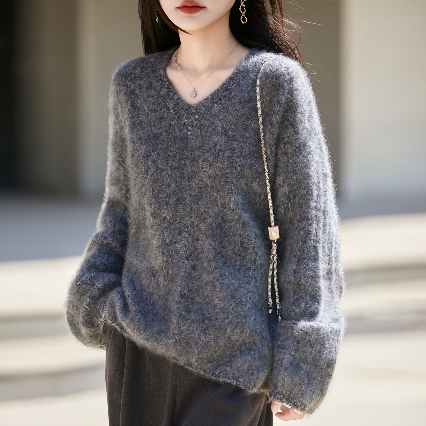 ZM283V领女针织常规加厚款拉毛时尚不褪色衫秋冬羊绒女装韩版百搭