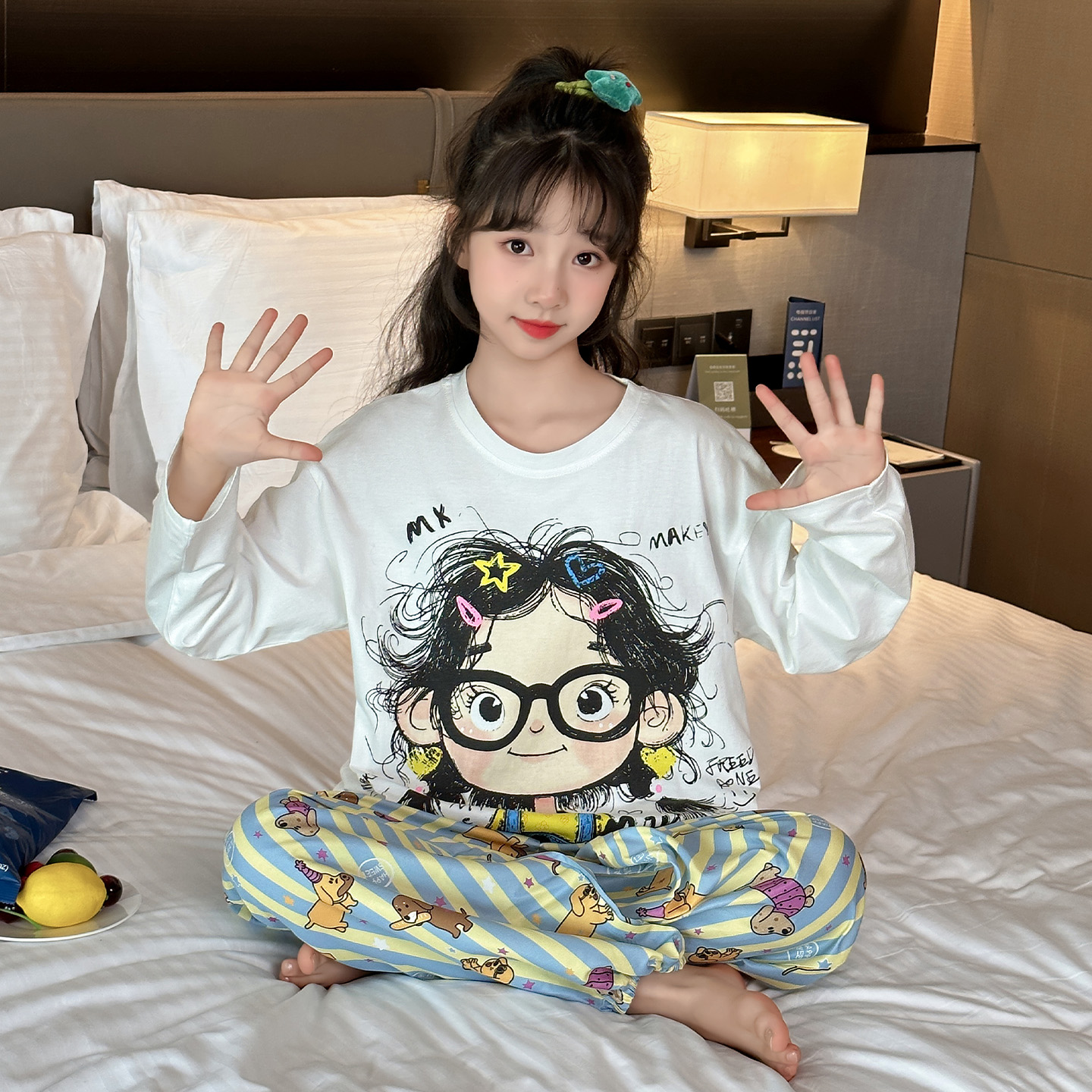 儿童睡衣女孩2025新款春秋季中大童纯棉家居服套装网红长袖可外穿