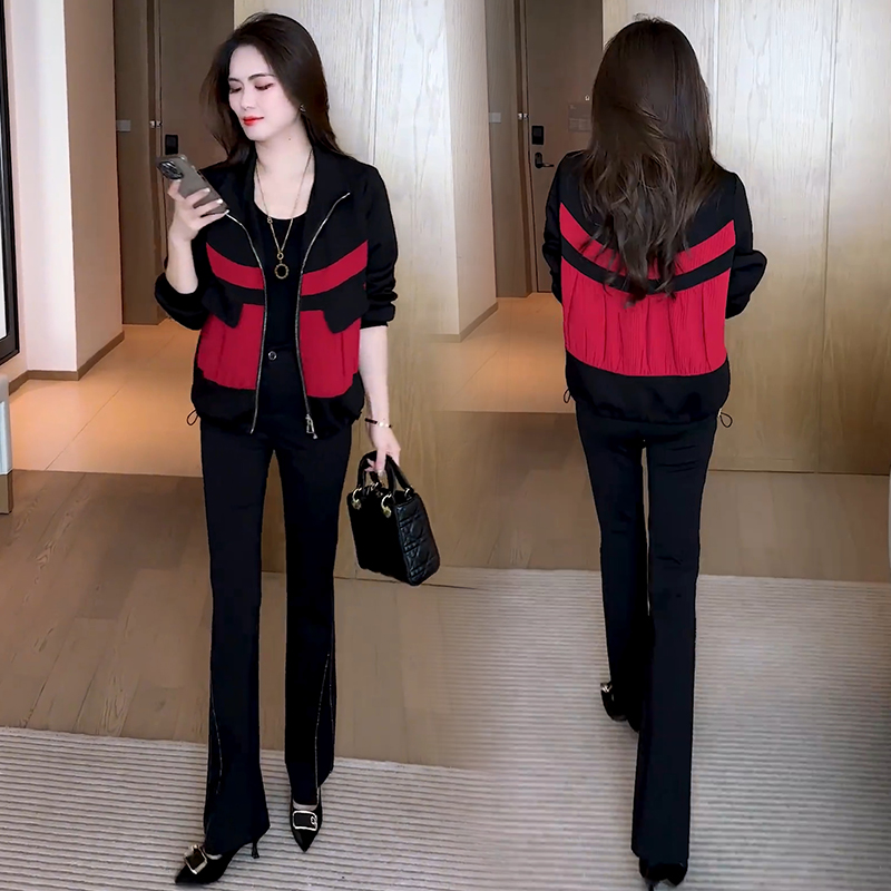 轻奢时尚短外套女秋季新款洋气宽松显瘦休闲拼接撞色百搭夹克上衣