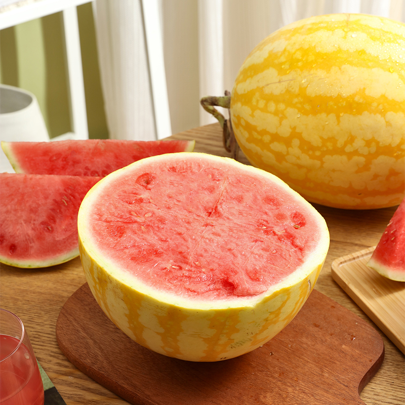 牛奶赤金西瓜恐龙蛋无籽金麒麟西瓜4斤起新鲜现摘脆甜多汁高端